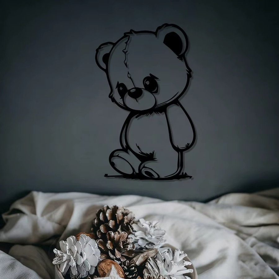 CIFBUY Teddybär-Statue aus Metall als Wanddekoration und Tischskulptur in Schwarz-Weiß - Bild 3