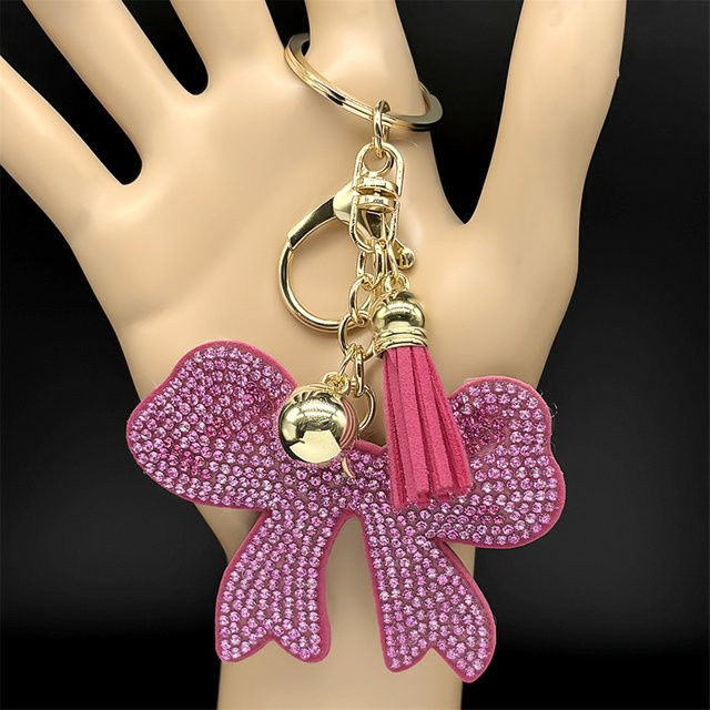AFAWA Schlüsselanhänger, Rosa, Schleife, Kristall, Strass, Unisex - Bild 1