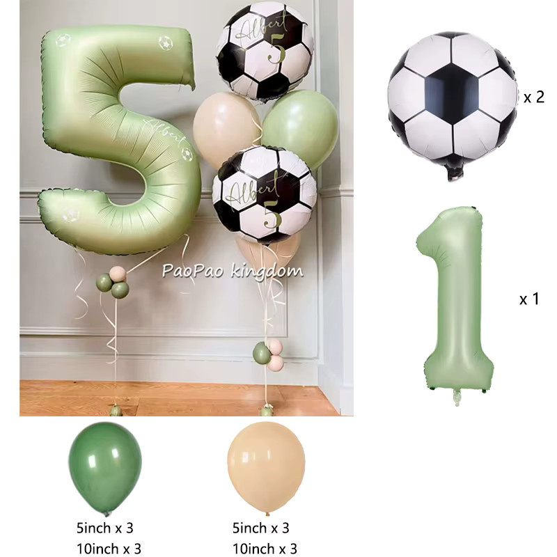 Potdemiel Fußball Geburtstagsparty Ballons Set mit Fußball-Folienballons in Mehrfarbig für Kinder Sport-Themen Dekoration - Bild 2