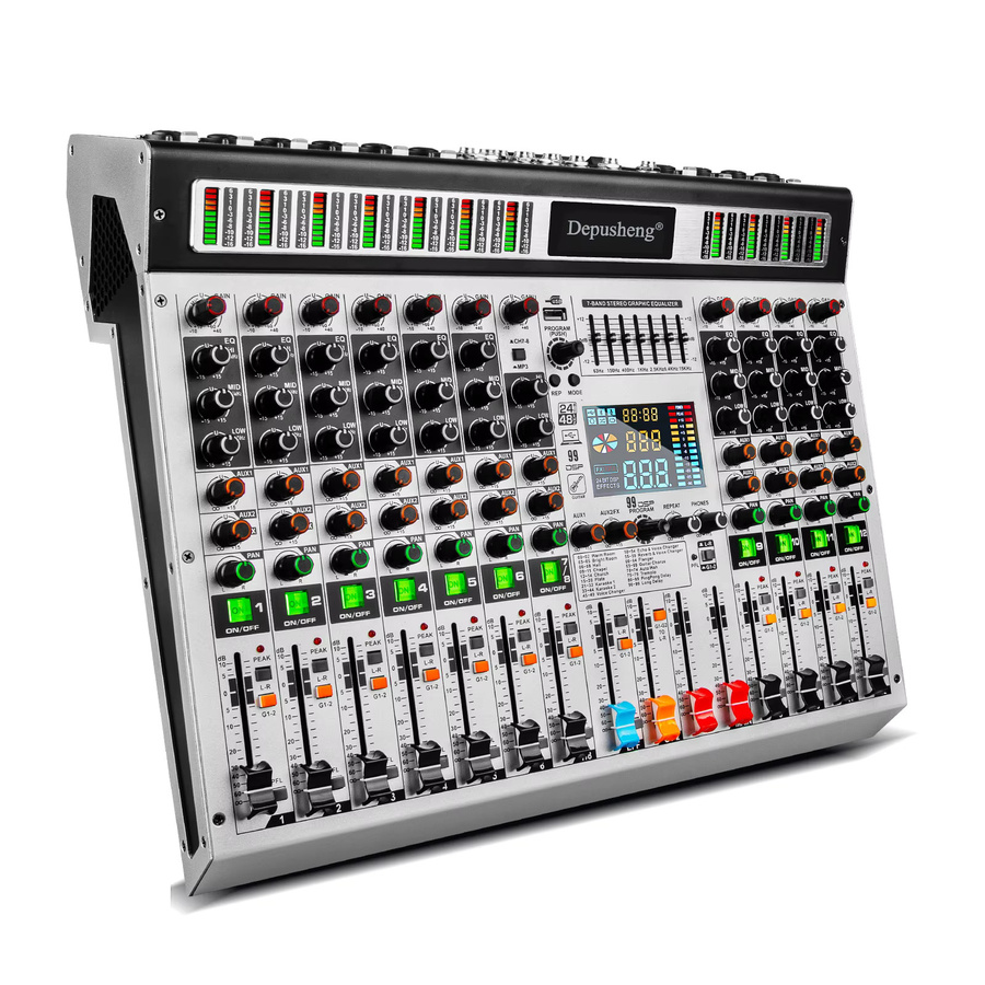 Depusheng 12-Kanal Digitalmixer mit 99 DSP digitalen Effekten für professionelles Audio-Mixing und DJ-Einsätze - Bild 2