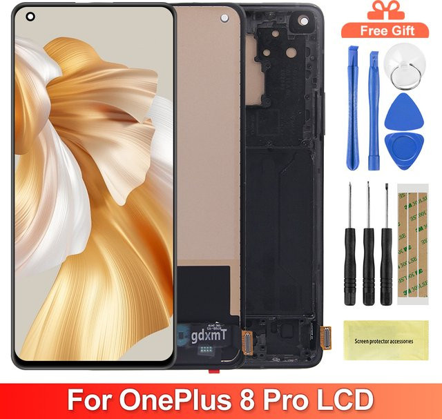 OnePlus TFT 8 Pro LCD Display mit Touchscreen Digitizer Montage in Schwarz für IN2023 IN2020 IN2021 - Bild 1