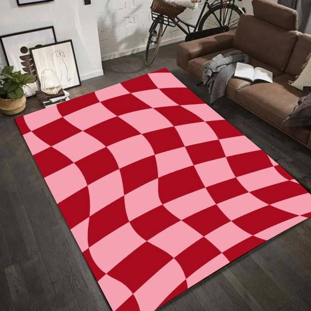 Lodestar Bereichsteppich mit geometrischem Wellenmuster in Rot, modern und abstrakt, maschinengefertigt, rutschfest, B/H: 50 x 30 cm - Bild 1