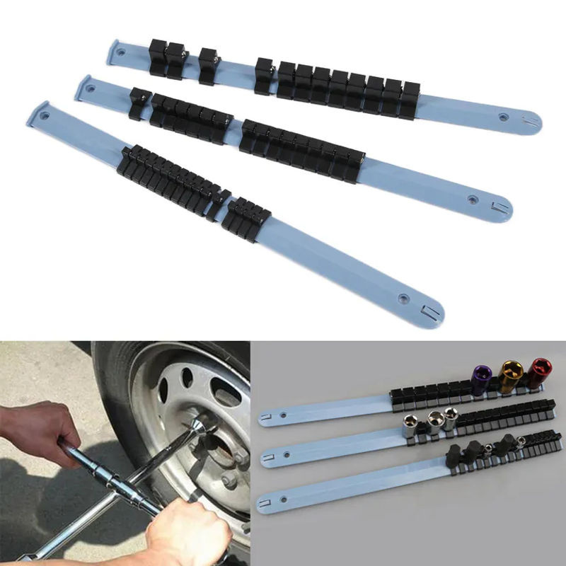 TOMTOP 3er-Set ABS Buchsen-Organizer aus Kunststoff, Mehrzweck-Halterung und Schienen-Rack für Reparaturwerkzeuge, Blau - Bild 4