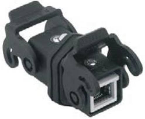 ILME Kupplungssteckverbinder CYG 8/2 JF mit RJ45 Einsatz für Ethernet/LAN, Kunststoff, Schwarz - Bild 1