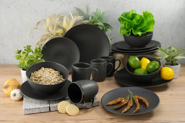 CreaTable Kombiservice Soft Touch aus Steinzeug in Schwarz, 16-teilig - Bild 1