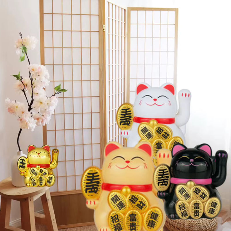 DIY Maneki Neko Glückskatze aus Keramik in Gelb und Mehrfarbig als Feng Shui Deko Statue - Bild 2