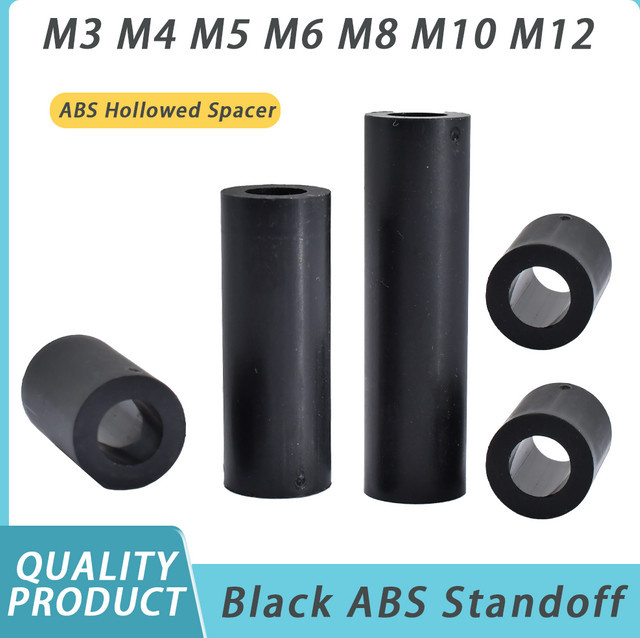 ERICS Hohlabstandsscheiben aus Nylon in Schwarz, runde Distanzscheiben ohne Gewinde für Leiterplatten, M3 bis M12 - Bild 1