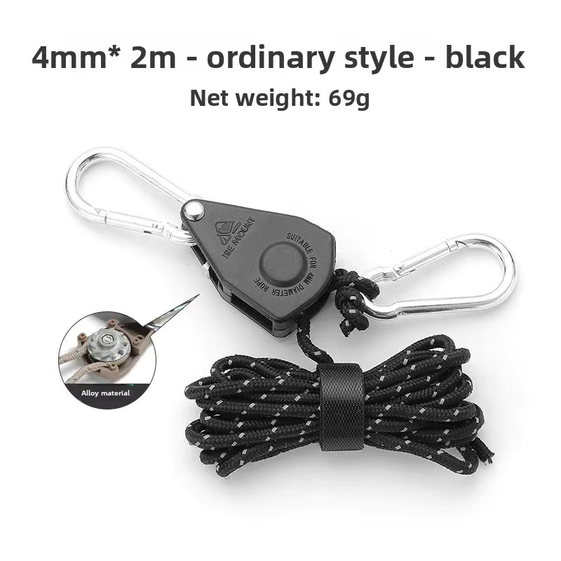 QHSPE Outdoor Pulley Adjuster Metall Heberolle in Schwarz für Zelt und Baldachin - Bild 4