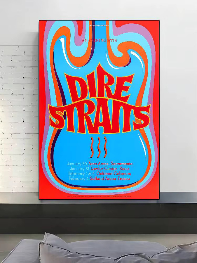 D-Dire S-Straits Singer Band Poster Wasserdichter Wandkunstaufkleber im Retro-Stil, Mehrfarbig, Rechteckig - Bild 7