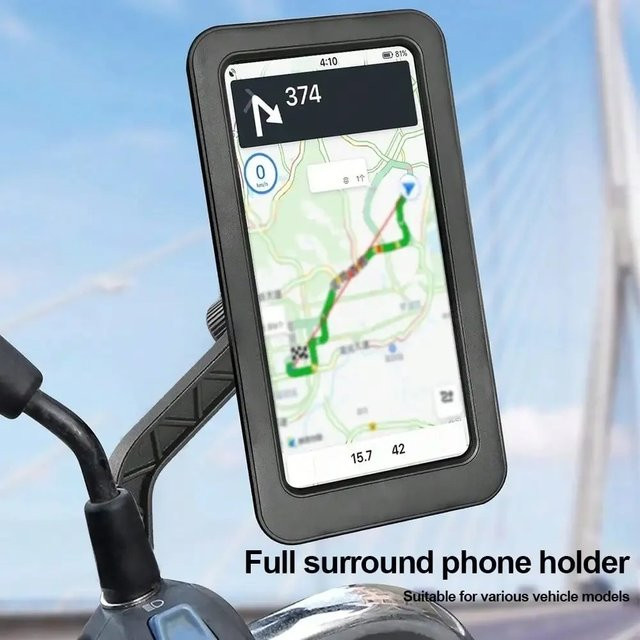 Universeller wasserdichter Motorrad-Handyhalter mit 360 Grad Schwenkfunktion für Fahrrad und GPS, Schwarz - Bild 1