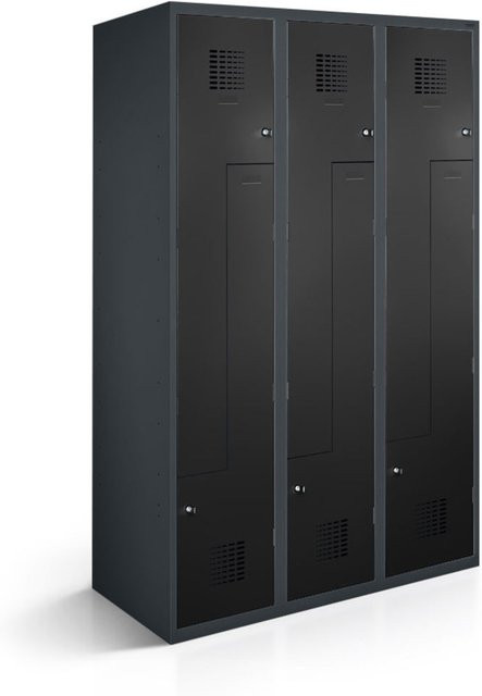 rotstahl Z-Spind mit 6 Türen in Anthrazitgrau und Schwarz, B/T/H: 120 x 50 x 180 cm - Bild 1