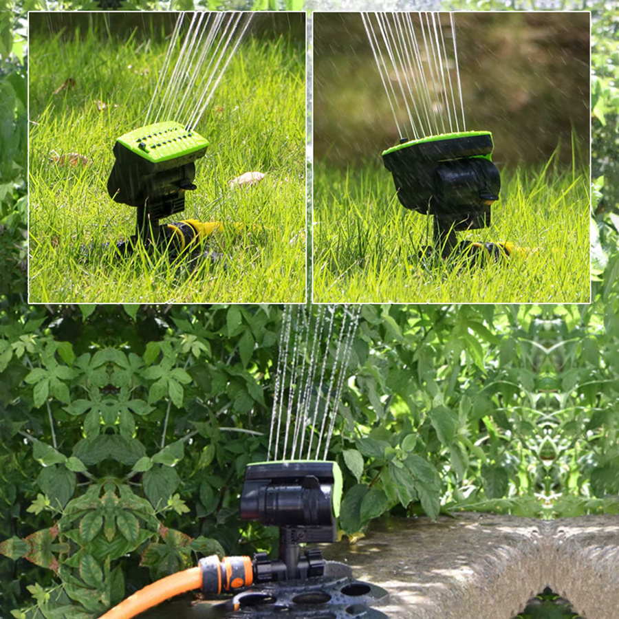 Automatischer Gartensprinkler in Grün mit 180 Grad Rotation und verstellbarer Abdeckung für die Bewässerung von Rasen, Blumen und Gemüse - Bild 3