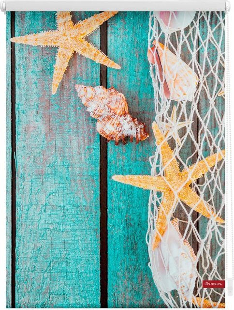 Lichtblick Rollo Klemmfix blickdicht Bretter Beach Petrol B: 80 cm, L: 150 cm - Bild 1