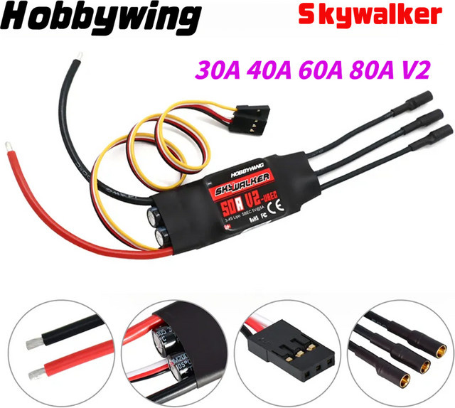 Hobbywing Skywalker V2 ESC Geschwindigkeitsregler mit UBEC in Schwarz für RC FPV Quadcopter Flugzeug und Hubschrauber - Bild 1