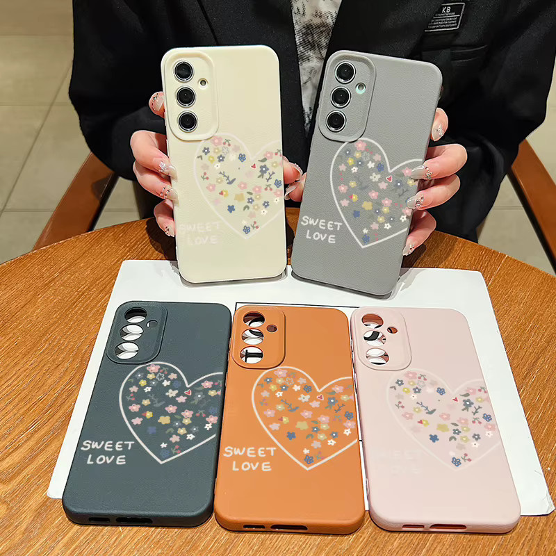 Handyhülle mit Herzmuster aus braunem Leder für Samsung Galaxy S25 S24 S23 S22 Ultra Plus und S21 FE aus TPU - Bild 6