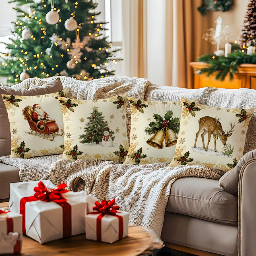 Retro Weihnachtsmann Kissenbezug aus Polyester für Sofa und Auto B/B: 18 x 18 cm - Bild 5