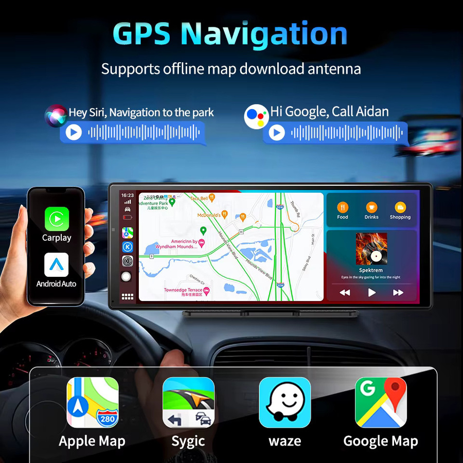 Imagebon W60N Multimedia Player mit 11,3 Zoll Display, Android 14, 8 Core, 4+64GB, Carplay & Android Auto, 5G WiFi, Schwarz - Bild 5