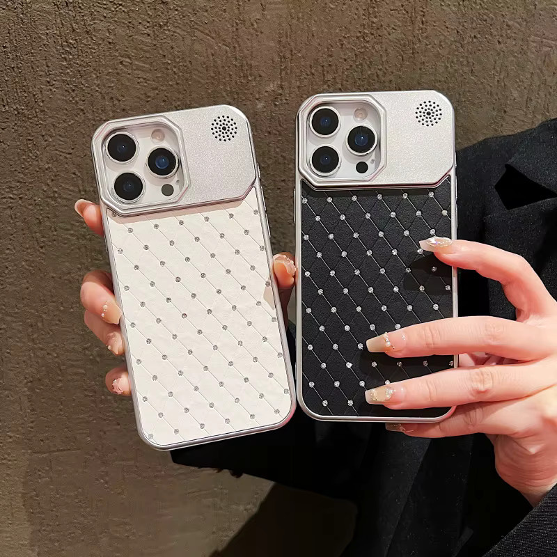 Apple iPhone Schutzhülle mit Diamant-Gitter-Beschichtung und Aromatherapie aus weichem TPU in Pink für iPhone 17 Pro Max, 16 Pro Max, 15, 14 und Plus Modelle - Bild 3