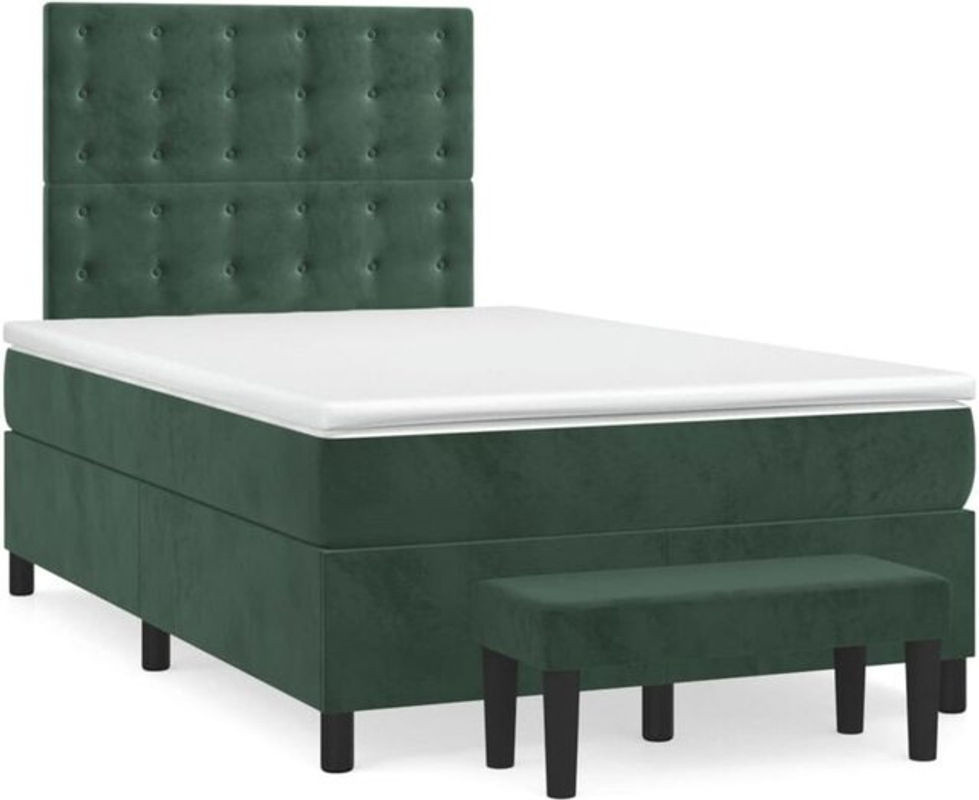 Vidaxl Boxspringbett mit Matratze aus Samt in Grün, B/T/H: 120 x 190 x 118 cm - Bild 1