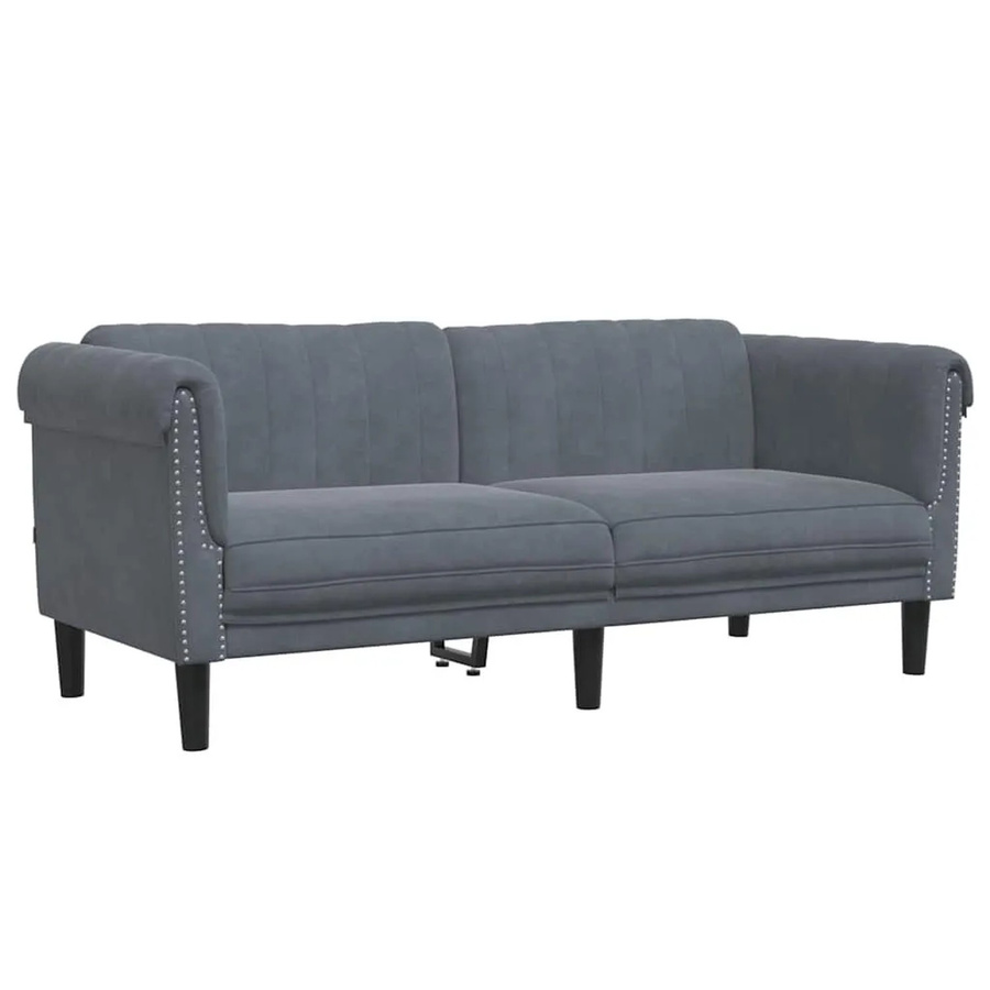 vidaXL 2-Sitzer Sofa Dunkelgrau Samt mit Massivholzrahmen und Armlehnen - Bild 2