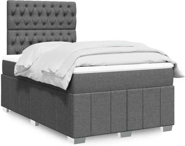 vidaXL Boxspringbett mit Matratze Dunkelgrau B/T/H: 120 x 190 x 140,5 cm mit USB-Anschluss und Unterbettbeleuchtung - Bild 1