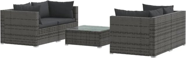vidaXL 5-tlg Garten-Lounge-Set in L-Form aus Poly Rattan mit Kissen in Anthrazit und Grau - Bild 1