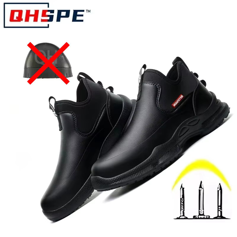 QHSPE Herren-Arbeitsschuhe in Schwarz, rutschfest und ölbeständig, leichte Kochschuhe mit weicher Sohle - Bild 6