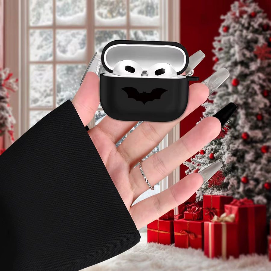 Kopfhörerhülle für AirPods 2, 3, 4 und Pro (1, 2, 3 Generation) mit Fledermaus-Muster in Mattschwarz - Bild 4