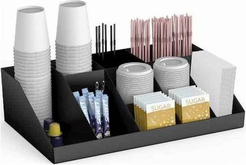 Deflecto DEFCOC10 Kaffee- und Tee-Station Organizer mit Fächern, Schwarz, Kunststoff - Bild 1