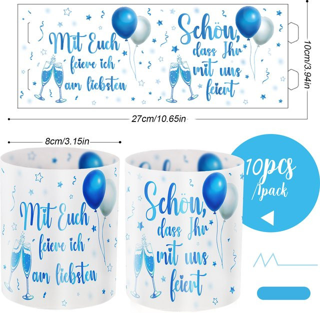 10 Stück blaue Lampenschirm-Hüllen in Zylinderform für deine Partydekoration - Bild 1