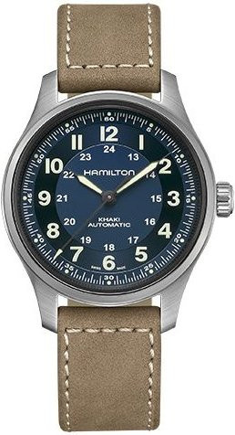 Hamilton Armbanduhr, Automatik, Titan Gehäuse, 42 mm, Blaues Zifferblatt, Lederarmband, Herren - Bild 1