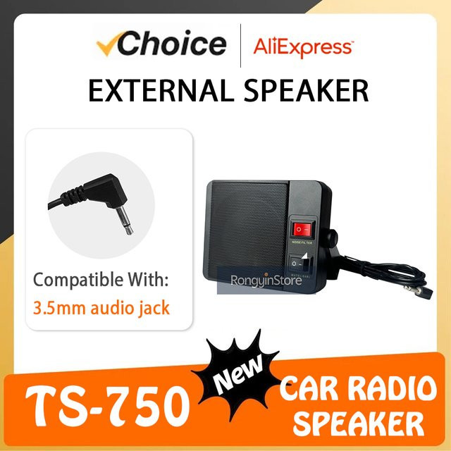 RONGYIN Diamant TS-750 Externer Lautsprecher mit 3,5 mm Klinkenanschluss in Schwarz für Walkie-Talkies und Funkgeräte - Bild 1