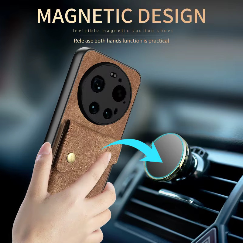 Xiaomi 17 Ultra Flip Wallet Handyhülle aus PU-Leder in Schwarz mit Kartenhalter, Magnetischem Schlüsselband und Linsenschutz - Bild 4