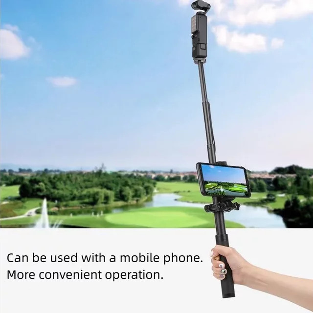 DJI Osmo Pocket 3 Metall-Gimbal-Halter mit Selfie-Stick, Stativ und Handy-Clip in Schwarz - Bild 1