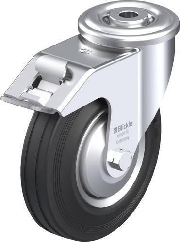 Blickle Lenkrolle LER-VE 125R-FI-FA mit Feststeller in Schwarz und Silber, Rad-Durchmesser: 125 mm, Tragfähigkeit: 100 kg - Bild 1