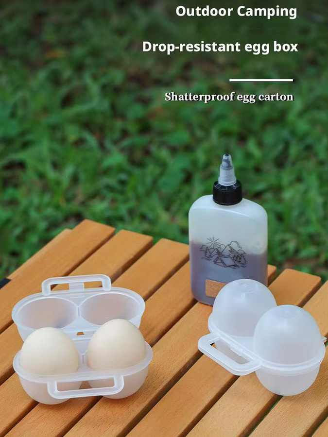 KITPIPI Tragbarer Eier-Organizer mit 2 Fächern aus Kunststoff, Transparent, für Picknick und Camping - Bild 4