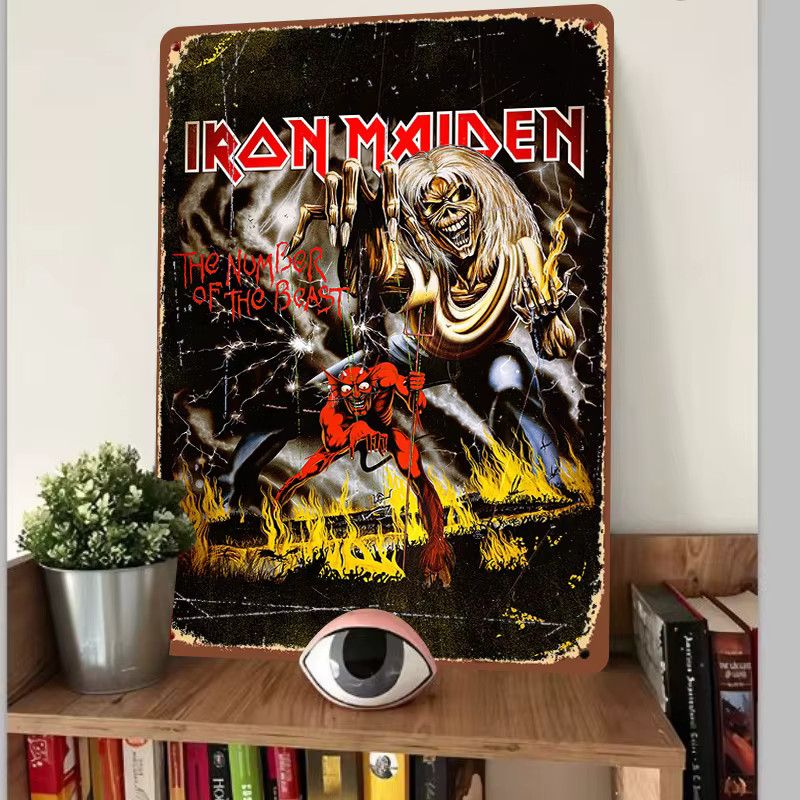 Iron Maiden The Number of the Beast Metallblechschild Vintage Wanddekoration Multicolor B: 30,0 cm, H: 20,0 cm - Bild 2