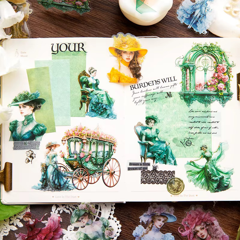 30 Stück Retro Prinzessinnen-Aufkleber in Multicolour für Scrapbooking und DIY-Projekte - Bild 3