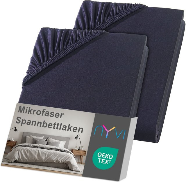 NYVI DreamScience Spannbettlaken aus Mikrofaser, 2er Pack, Schwarz, B/T: 90 x 200 cm bis 100 x 200 cm, bügelfrei und anschmiegsam - Bild 1
