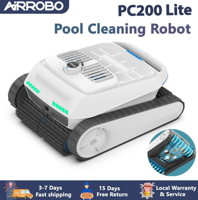 AIRROBO PC200 Lite Roboter-Poolreiniger in Weiß mit 4 Rollenbürsten, Doppelpumpe und Ultraschall-Hinderniserkennung - Bild 1