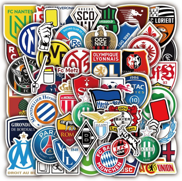 100 Stück Bandai Fußballverein-Logo Aufkleber, wasserfeste dekorative Graffiti-Sticker in Multicolour für Laptop, Gepäck und Gitarre - Bild 1