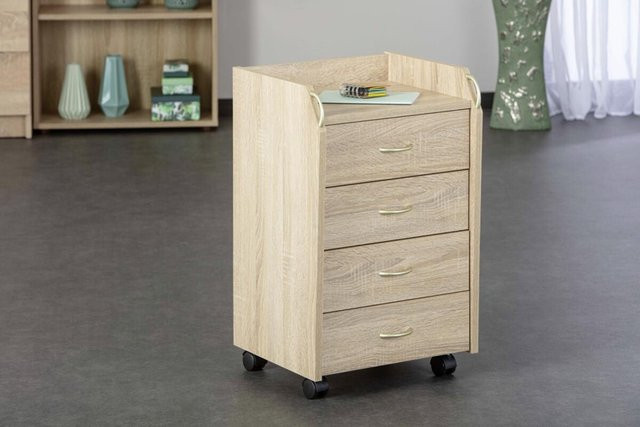 Inter Link Rollcontainer Novi Eiche Sonoma Nachbildung, B/H/T: 40 x 65 x 36 cm - Bild 2