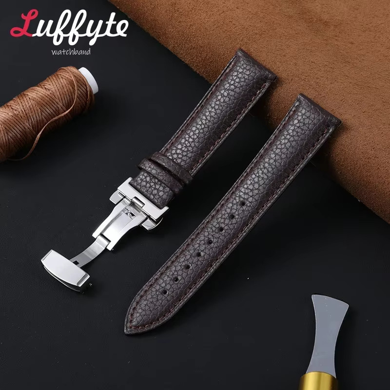 luffyte Uhrenarmband PU-Leder, Litschi-Muster, Schwarz, Unisex - Bild 1
