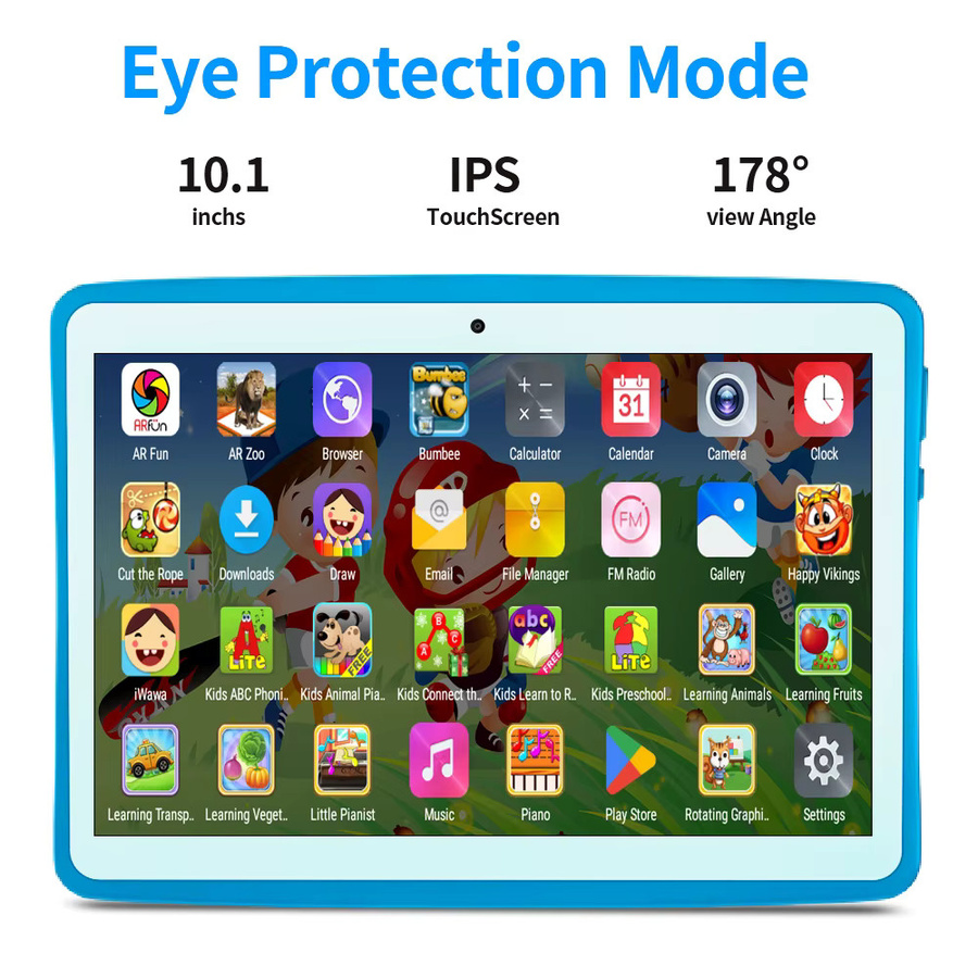 BDF Kinder Tablet mit Android 12, 10,1 Zoll Display, 4 GB RAM und 64 GB Speicher, Wifi und 3G Sim Karte, in Pink oder Blau - Bild 3