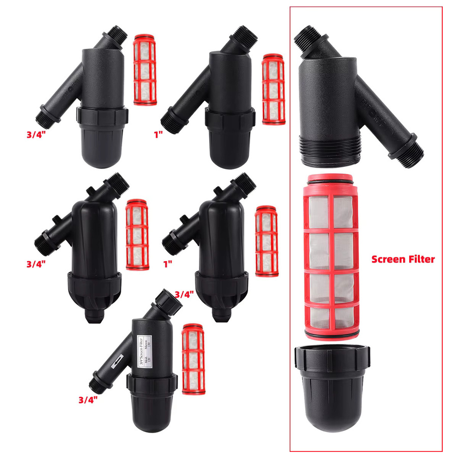 Y-Form Wasserfilter mit 120 Mesh Sieb in Schwarz für Aquarium, Garten und Bewässerung, Anschluss 3/4'' oder 1'' - Bild 2