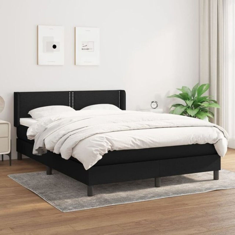 Vidaxl Boxspringbett mit Matratze aus Stoff in Schwarz, B/T/H: 140 x 200 cm - Bild 1