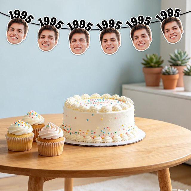 8 Stück Personalisierte Gesichtsfoto-Wimpel von Cyuan in Mehrfarbig für Geburtstage, Hochzeiten und Partys aus Papier - Bild 1