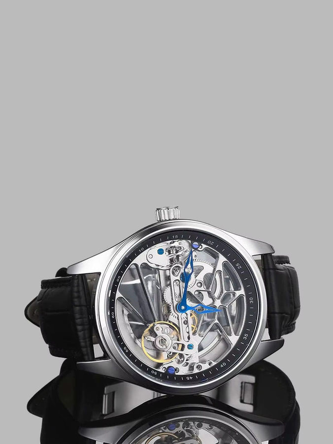 KIMSDUN Armbanduhr Automatik, Lederarmband, Schwarz, Herren - Bild 4