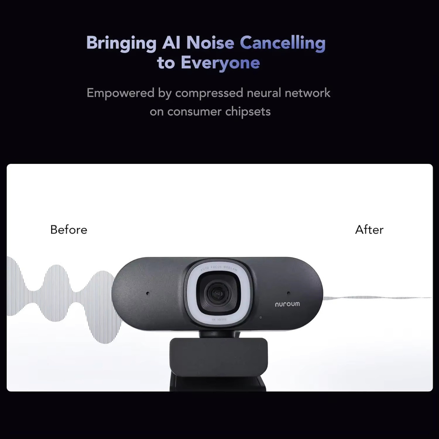 NUROUM V32AFL 4K UHD Webcam mit Mikrofon, Autofokus, Auto-Framing und Ringlicht in Schwarz für PC, Laptop und Desktop via USB - Bild 3