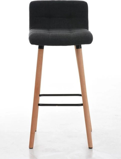 DELUKE 2er Set Barhocker GITOR in Dunkelgrau mit Lehne aus Stoff und Buchenholz, B/T/H: 42 x 49 x 94 cm - Bild 1